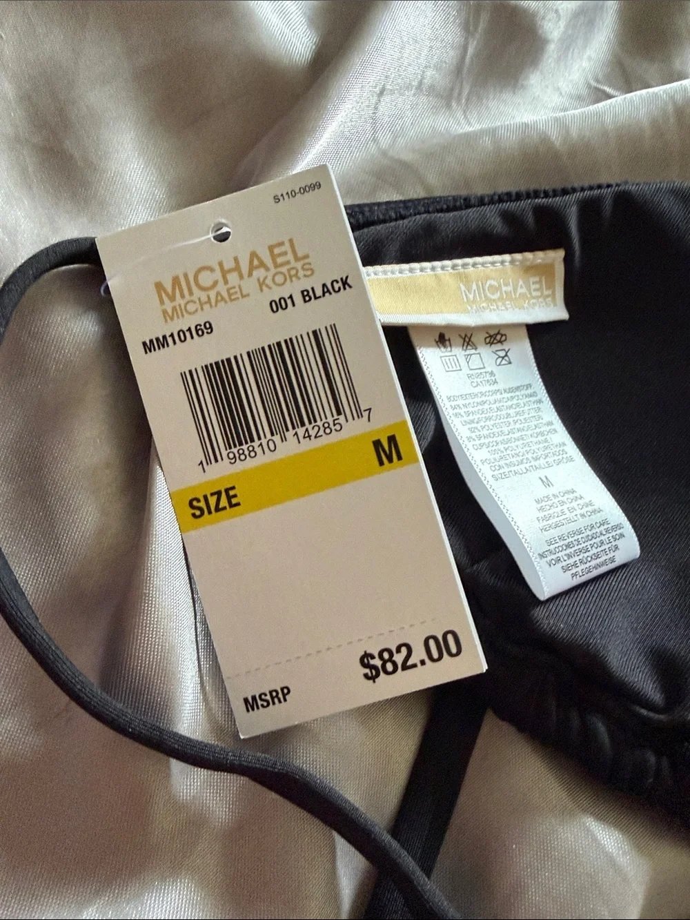 Michael Kors Black Studded Triangle Bikini Top